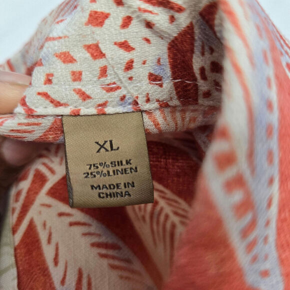 TASSO ELBA Island Mens Silk Linen Blend Luxury Hawaiian Shirt XL - Picture 6 of 10